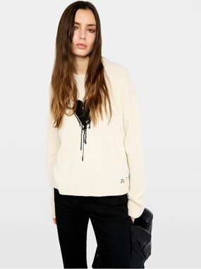NWT Zadig & Voltaire Markuz Cashmere Sweater with Sequined Heart